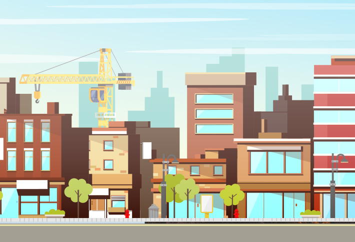 ilustración de ciudad para servicios de Investigación en arrendamiento urbano y ocupación